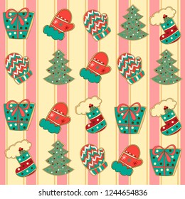 Vintage hand drawn christmas seamless pattern vector