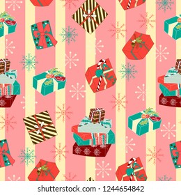 Vintage hand drawn christmas seamless pattern vector
