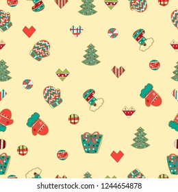 Vintage hand drawn christmas seamless pattern vector