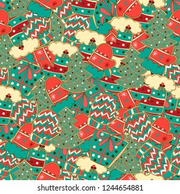 Vintage hand drawn christmas seamless pattern vector