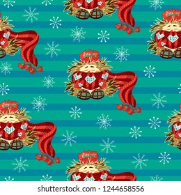 Vintage hand drawn christmas seamless pattern vector