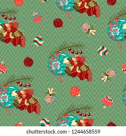 Vintage hand drawn christmas seamless pattern vector