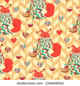 Vintage hand drawn christmas seamless pattern vector
