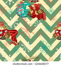 Vintage hand drawn christmas seamless pattern vector