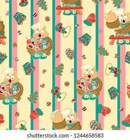 Vintage hand drawn christmas seamless pattern vector