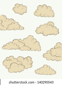 vintage hand drawn clouds eps10 vector illustration