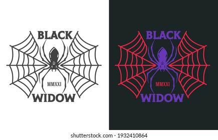 Vintage hand drawn composition with spider isolated on clean background. Design concept for tattoo, print, banner, badge in old school style. Vector illustration.
