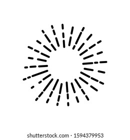 Vintage Hand Drawn Design Element Fireworks Black Rays. Vector.