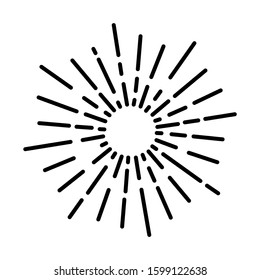 Vintage Hand Drawn Design Element Fireworks Black Rays. Vector.