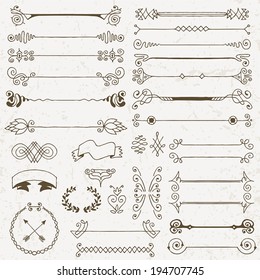 Vintage hand drawn design elements set 2. Vector illustration.
