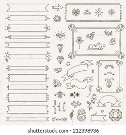 Elementos de diseño pintados a mano 6. Ilustración vectorial.
