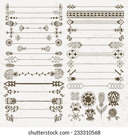 Vintage hand drawn design elements set 10. Vector illustration.