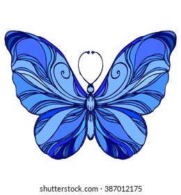 Vintage hand drawn doodle decorative fly butterfly. sketch for tattoo, poster, print, t-shirt, invitation, cards, banners, flyers, calendars