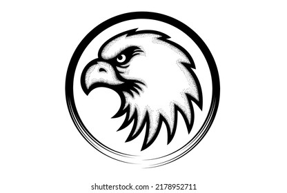 Vintage hand drawn eagle with artistic circle