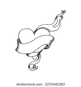 Elementos dibujados a mano vintage para banners, cintas, ilustración vectorial. Concepto de San Valentín. Copiar espacio para el texto. 