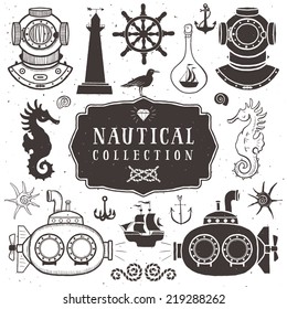 Vintage Hand Drawn Elements Nautical Style Stock Vector Royalty Free vintage-hand-drawn-elements-nautical-style-stock-vector-royalty-free