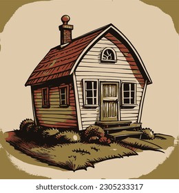 Vintage hand drawn Family House, line art Vintage house, Outline House, sketch family house, Home Vector illustration.