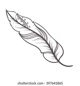Vintage Hand drawn Feather Boho 