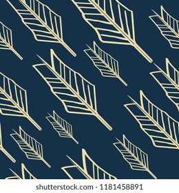 Vintage hand drawn of feather pattern. Vector illustration popular women fashion textile print and wrapping.