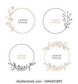 vintage hand drawn floral wreath set