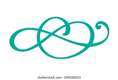 Vintage hand drawn flourish separator Calligraphy elements symbol linked, join, passion and wedding. Template for t shirt, card, poster. Design flat element of valentine day. Vector illustration