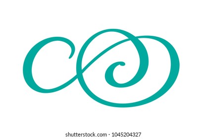 Vintage hand drawn flourish separator Calligraphy elements symbol linked, join, passion and wedding. Template for t shirt, card, poster. Design flat element of valentine day. Vector illustration