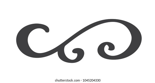 Vintage hand drawn flourish separator Calligraphy elements symbol linked, join, passion and wedding. Template for t shirt, card, poster. Design flat element of valentine day. Vector illustration