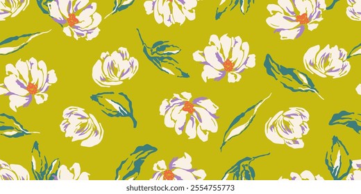 Vintage hand drawn flowers seamless patterns, floral background for fabric, textiles, clothing, wrapping paper, cover, banner, home decor. Vector illustration.