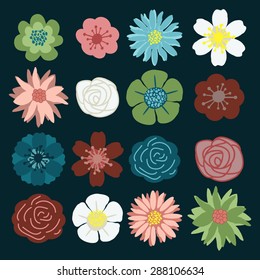 Vintage Hand Drawn Flowers Set 