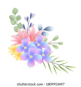 Vintage hand drawn flowers, vector illustration collection. Wedding decoration elements, spring summer flowers
