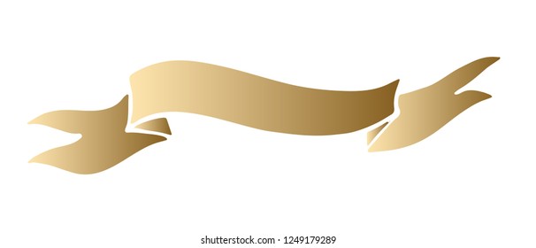 Vintage hand drawn folded ribbon banner vector illustration. Golden gradient isolated over white.