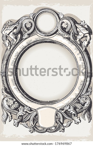 Vintage Hand Drawn Frame Blackboard Vintage Stock Vector Royalty