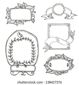 vintage hand drawn frames collection eps8