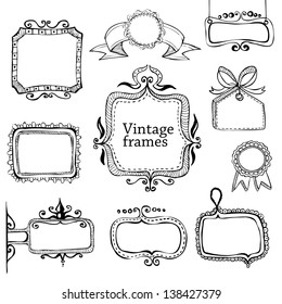 vintage hand drawn frames collection eps8