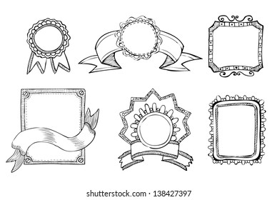 vintage hand drawn frames collection eps8