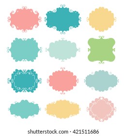 Vintage hand drawn frames set. Vector sketch illustration collection. 