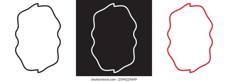 Vintage hand drawn frames with whimsical lines in coquette style. Minimalist line art borders. Template for poster, banner, wedding invitation, birthday etc.  Isolated on white and black background. 