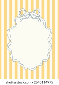 Vintage hand drawn frames with whimsical lines, bows, ribbons. Italian summer vacation aesthetic. Colorful minimalist line borders, postage stamp . Vector template for poster, invitation, card.