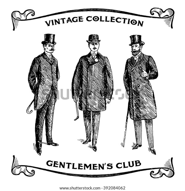 Ongebruikt Vintage handgetekende heren Set. Mannelijke silhouetten OW-63