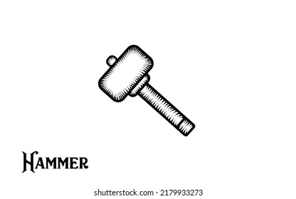 Vintage Hand Drawn Hammer Vector