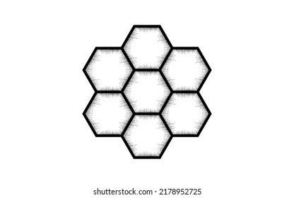 Vintage hand drawn honey comb