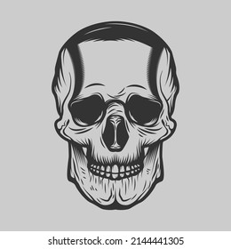 Vintage Hand drawn Human Skull 