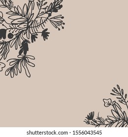 Vintage hand drawn illustration. Beige background for your design