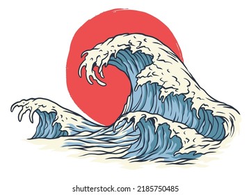 Vintage Hand Drawn Japanese Wave