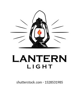 Vintage hand drawn lantern concept. Perfect for logo design, badge, camping labels. Monochrome. Symbol for outdoor activity emblems. Stock vector illustration isolated on white background.