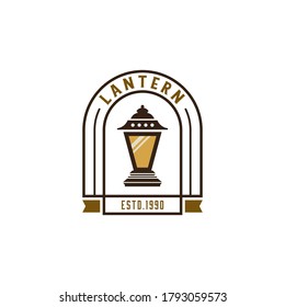 Vintage hand drawn lantern concept. Symbol for outdoor activity emblems. Stock vector illustration isolated on white background.