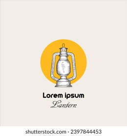 Vintage hand drawn lantern concept. Perfect for logo design, badges, camping labels. one color. symbol for outdoor activity emblem.