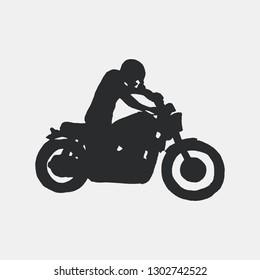 Vintage hand drawn and lettering. Motorcycle. Grunge Illustration. Classic style.