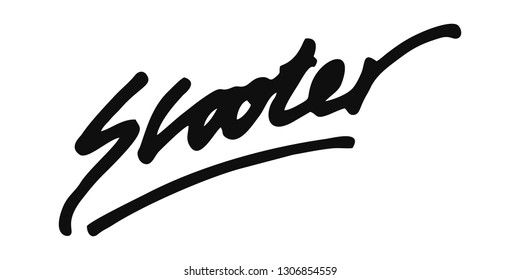 Vintage hand drawn and lettering. Scooter. Grunge Illustration. Classic style.