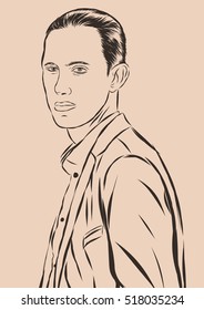 Vintage Hand Drawn Man. Men s clothing. Retro Illustration style. Vector EPS